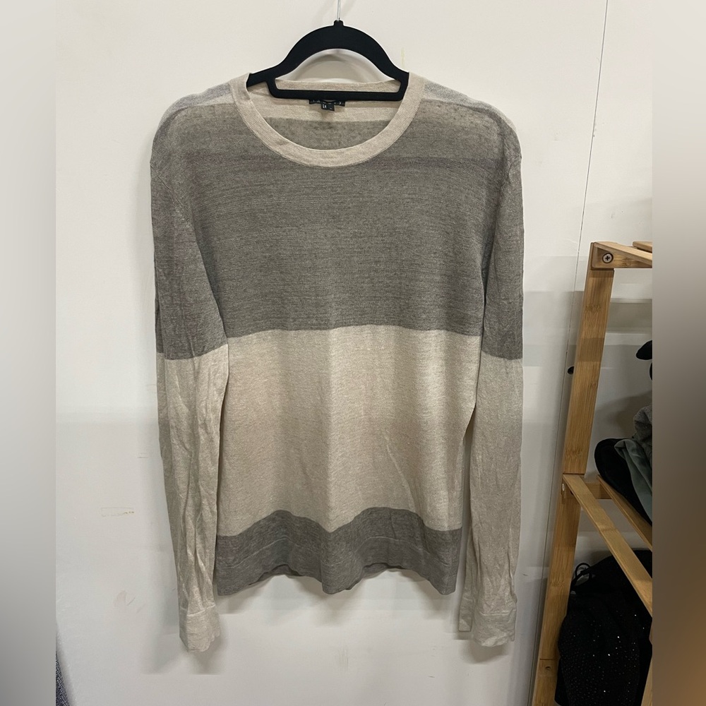 Theory Men’s Stripe Linen Blend Crewneck Pullover
